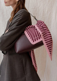 Merino Wool Triangle Scarf in Pink Stripe