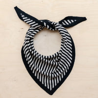 Merino Wool Triangle Scarf in Black Stripe