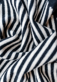 Merino Wool Triangle Scarf in Black Stripe