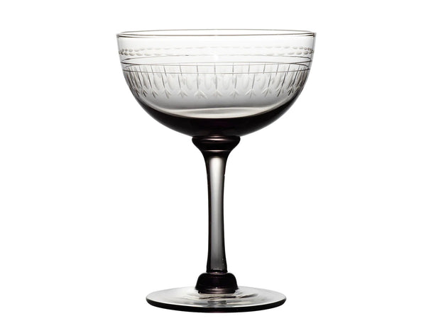 Smoky Champagne Saucers with Ovals Design - Set of 4