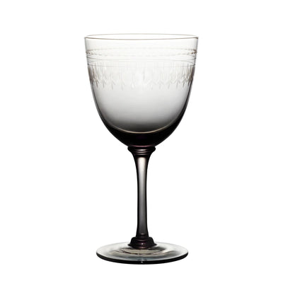 Smoky Wine Glasses with Ovals Design - Set of 4