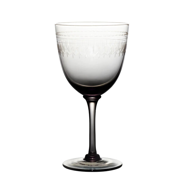 Smoky Wine Glasses with Ovals Design - Set of 4