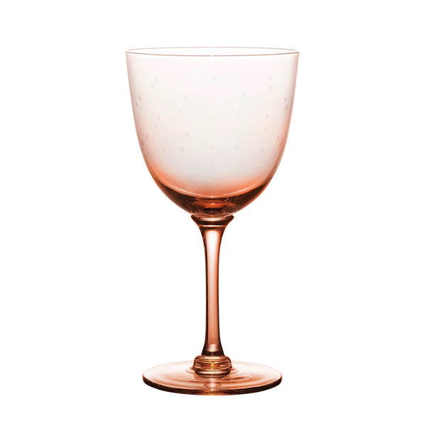 Rose Wine Glasses with Stars Design - Set of 4