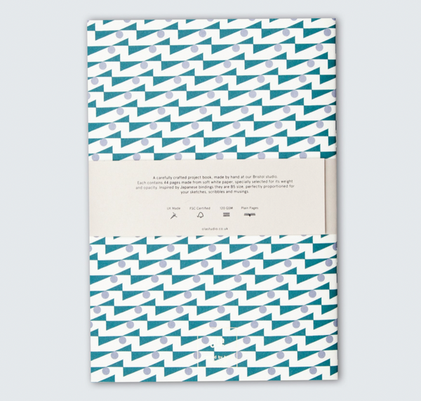 Ola - Limited Edition - A5 Layflat Notebook Ruled Pages - Enid Print Ultramarine/Lilac