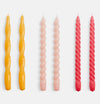 Candle - Long Mix Set of 6 - Yellow, Rose and Raspberry