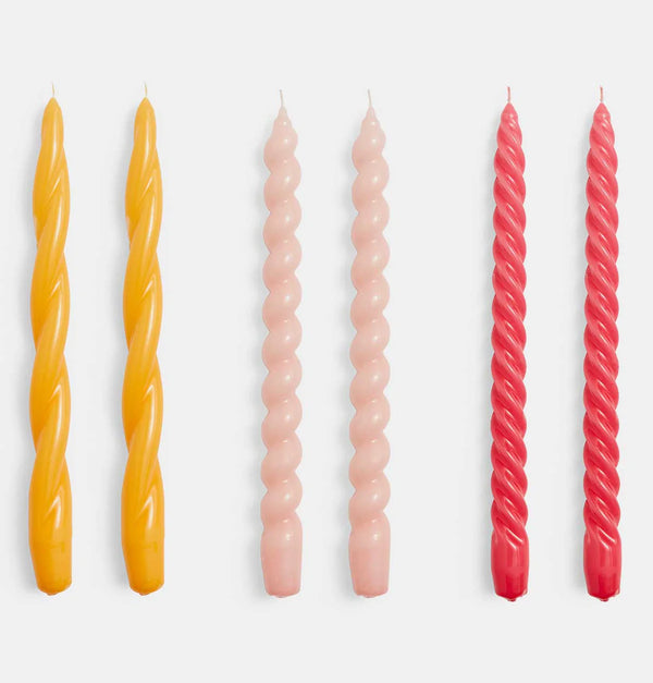 Candle - Long Mix Set of 6 - Yellow, Rose and Raspberry