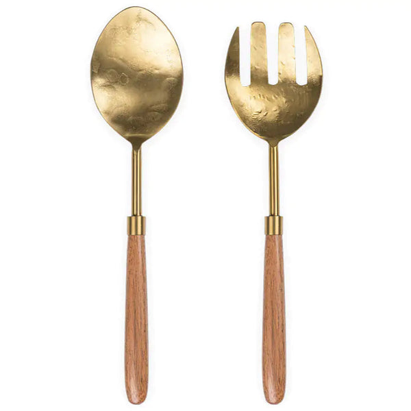 Soni Salad Servers- Gold & Acacia