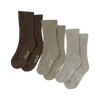 Rib Socks 3 Pack - Soft Grey / Ment / Brown