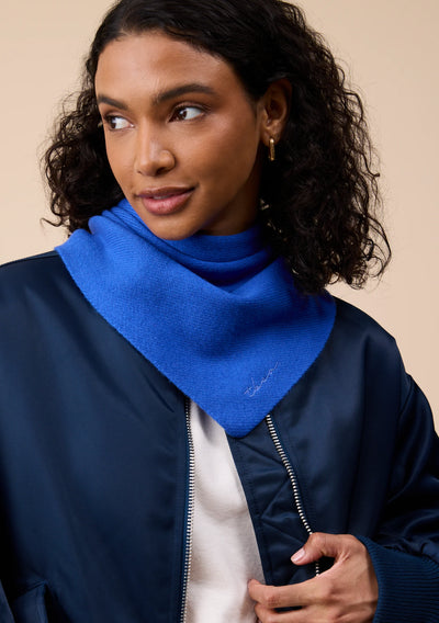 Merino Wool Triangle Scarf in Cobalt Blue