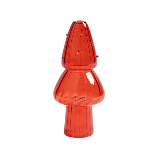 Pine Tree Glass Vase - Red