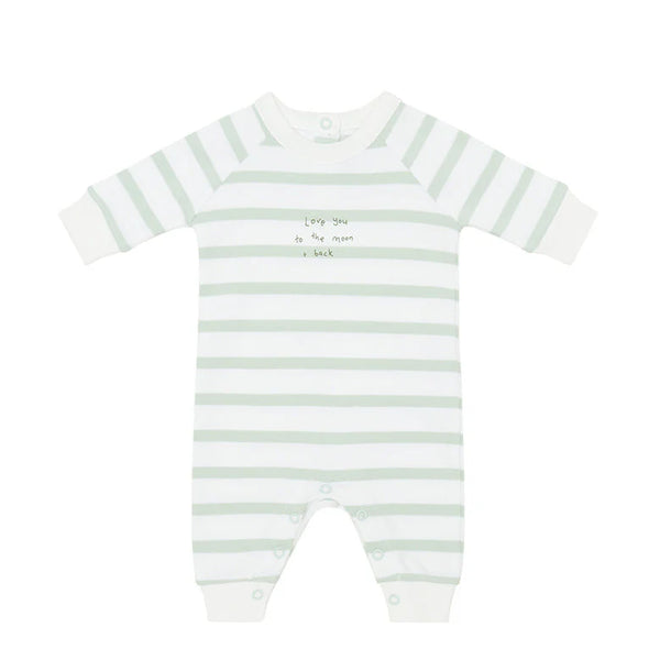 Love You To The Moon and Back Breton Striped All in One - Powder Blue & White