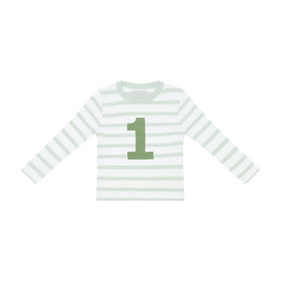 Powder Blue & White Breton Striped Number T Shirt (1-2 Years)