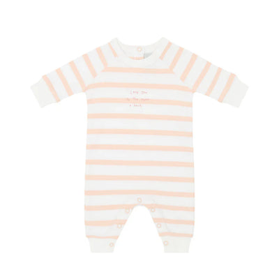 Love You To The Moon and Back Breton Striped All in One - Powder Pink & White