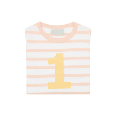 Powder Pink & White Breton Striped Number T Shirt