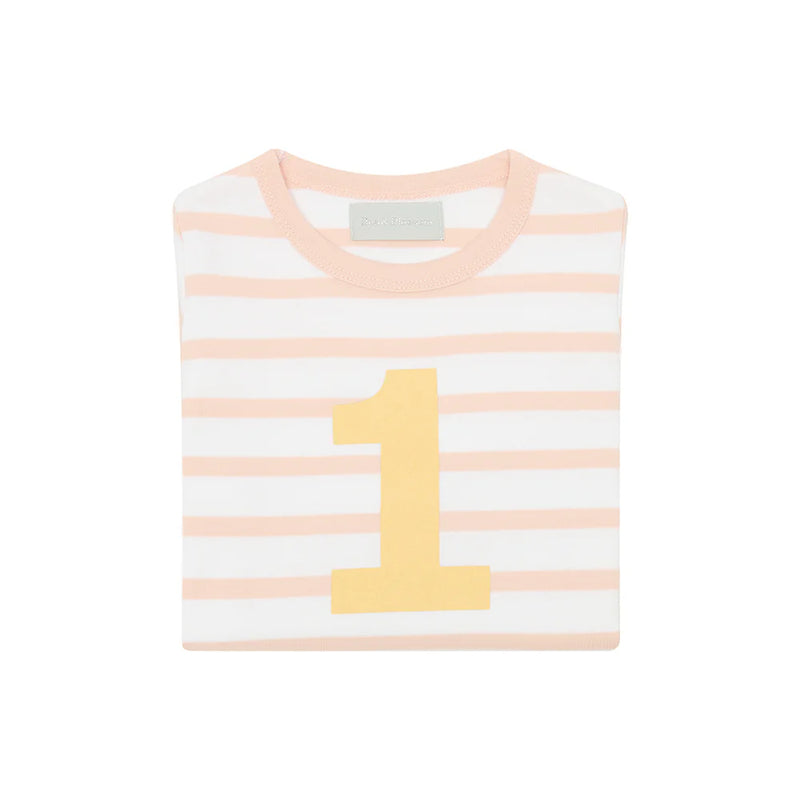 Powder Pink & White Breton Striped Number T Shirt (1-2 Years)