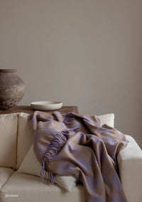 Recycled Wool Blanket in Lilac and Coffee Checkerboard