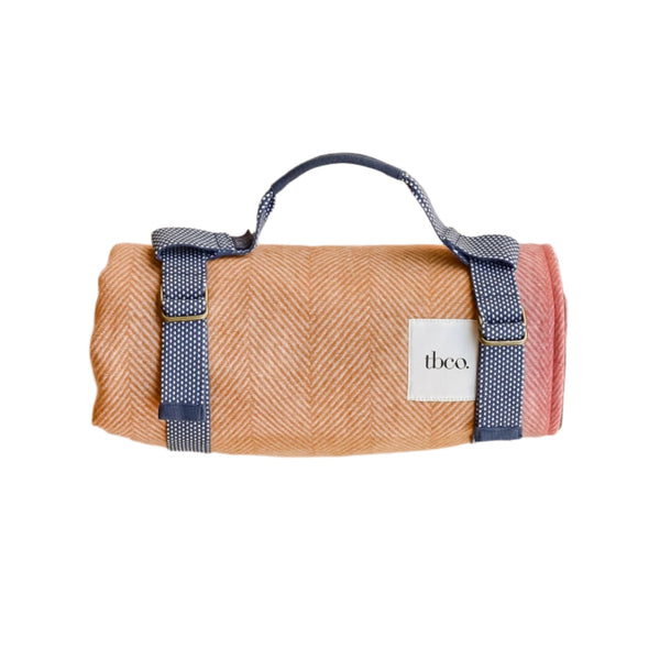 Recycled Wool Picnic Blanket - Mustard Frame Check