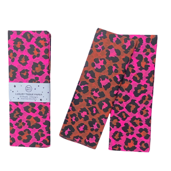 Luxury Tissue Paper Pack - Leopard - Ginger & Pink