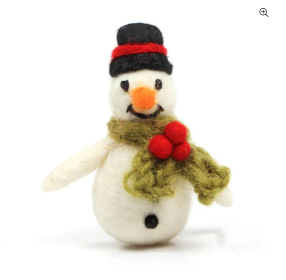 Mini Snowman with Holly Scarf Christmas Decoration