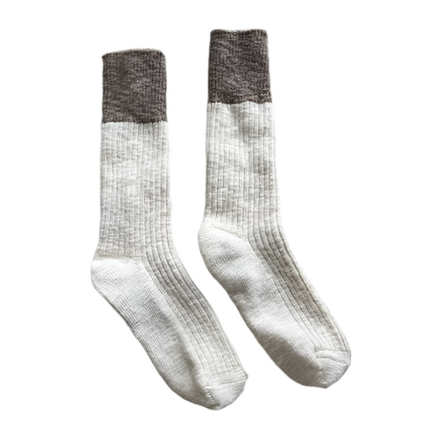 Color Block Cottage Socks - Oatmeal / Flax