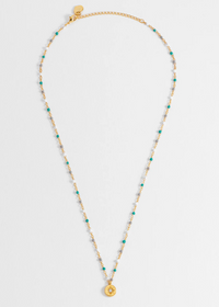 CZ Star Pendant Beaded Necklace - Gold Plated