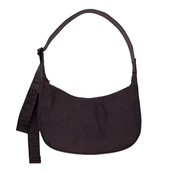 Medium Nylon Crescent Bag - Chocolate Plum