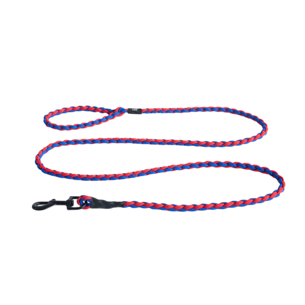 Braided Dog Leash - Red/Blue