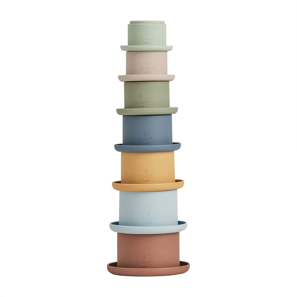 Tawa Silicone Stacking Cups - Caramel/Blue