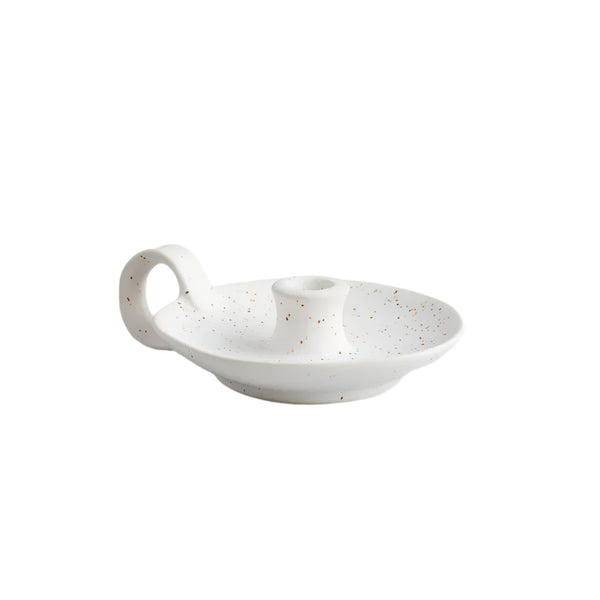 White Speckle Candle Holder