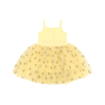 Lemon & Gold Glitter Heart Dress