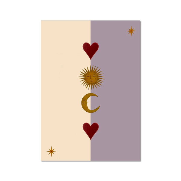 Queen of the Rodeo - Giclee Art Print - Sun, Moon and Heart (Mauve): A3