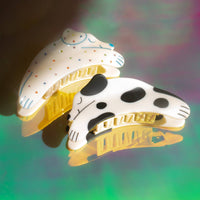 Black and White Matte Acetate Puppy Dog Hair Claw Accessory