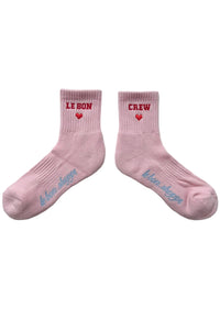 Embroidered Crew Socks - Strawberry Milk