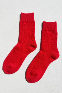 Cashmere Pointelle Socks - Red