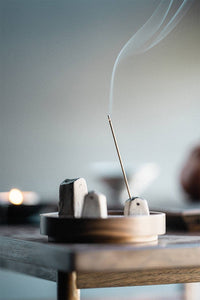 Gohobi Handmade Japanese Style Incense Holder – Zen Ceramic Incense Plug Tray: 3 mud houses