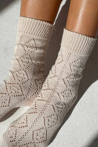 Modal Eyelet Socks - Oyster