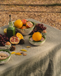 Artisanal Ceramic Serving Bowl – Green & White - Roots