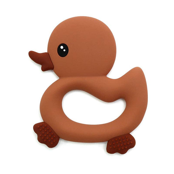 Silicone Teething Ring Duck - Brown