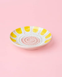 Ceramic Garlic Grater Plate - Small Pink & Yellow- Valentina: WITH PACKAGING