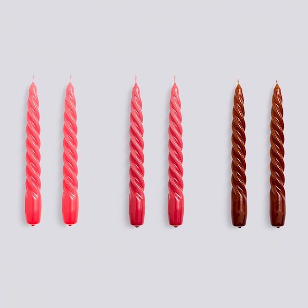 Candle - Twist Set of 6 - Raspberry, Dark Punch and Brown