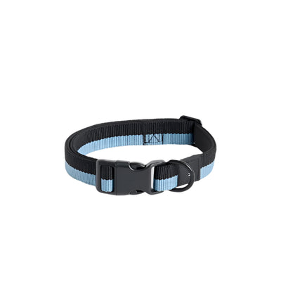 Dog Collar Flat M/L - Blue/Black