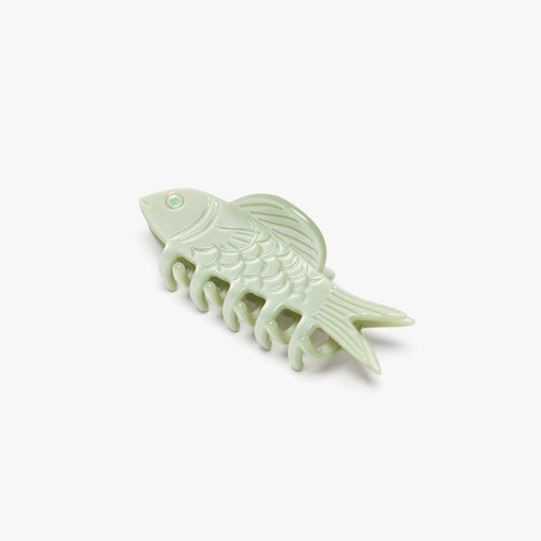 Jade Green Fish Mini Acetate Hair Claw Clip Opal Rhinestones