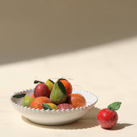 Spun Cotton Frosted Fruit Christmas Decoration, 6cm: Pear