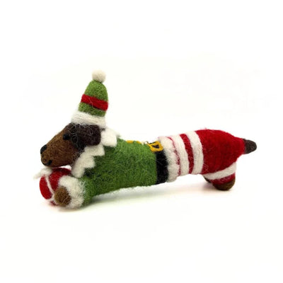 Elf Sausage Dog Decoration