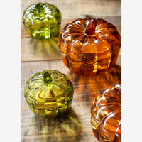 Madam Stoltz  - Glass Bowls with Lids (Green & Amber)