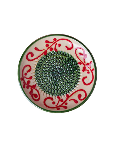 Small Ceramic Garlic Grater Plate - Green Alhambra