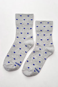 Heart Sneaker Socks- White/ Red
