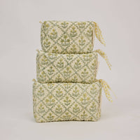 Large Toiletry Bag - Floral Lattice Buttercream