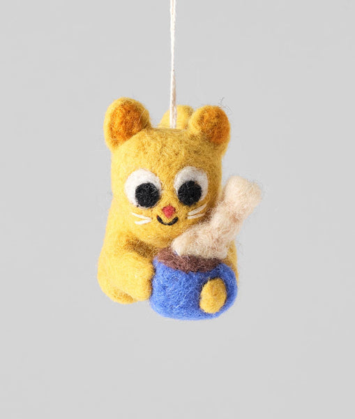 Chino, Cat and Mug Hanging Felt Ornament