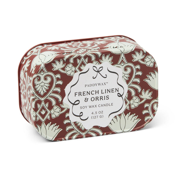 Cherie Printed Tin Candle - French Linen & Orris